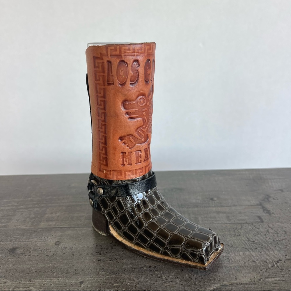 Mexican Leather Mini Boot Tequila Shot Glass  - Artisan Bota Chata